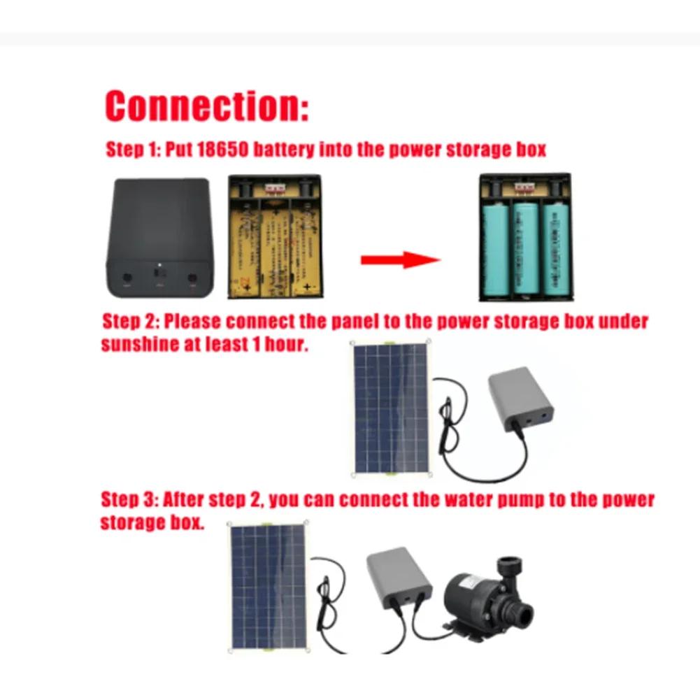 50W 800L/H DC 12V Waterfall Fountain Garden Pond Decor Solar Water Pump Kits