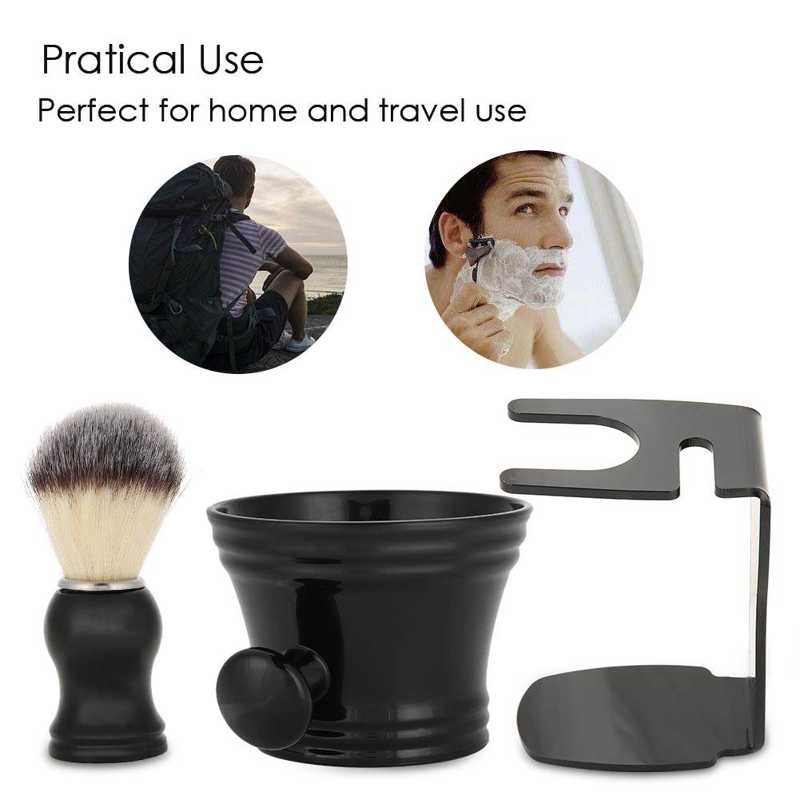 3 In 1 Shaving Brush Set with Brush Stand and Soap Bowl Men Shaving Kit Tool for Men