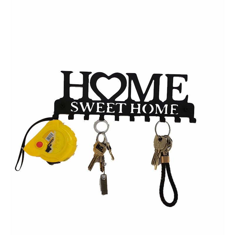 Punch-Gratis Rack Smeedijzeren Sleutel Kapstok Rek Handdoek Haak Rij Hookfor Wall Mount Sweet Home Voordeur organizer Decoratieve