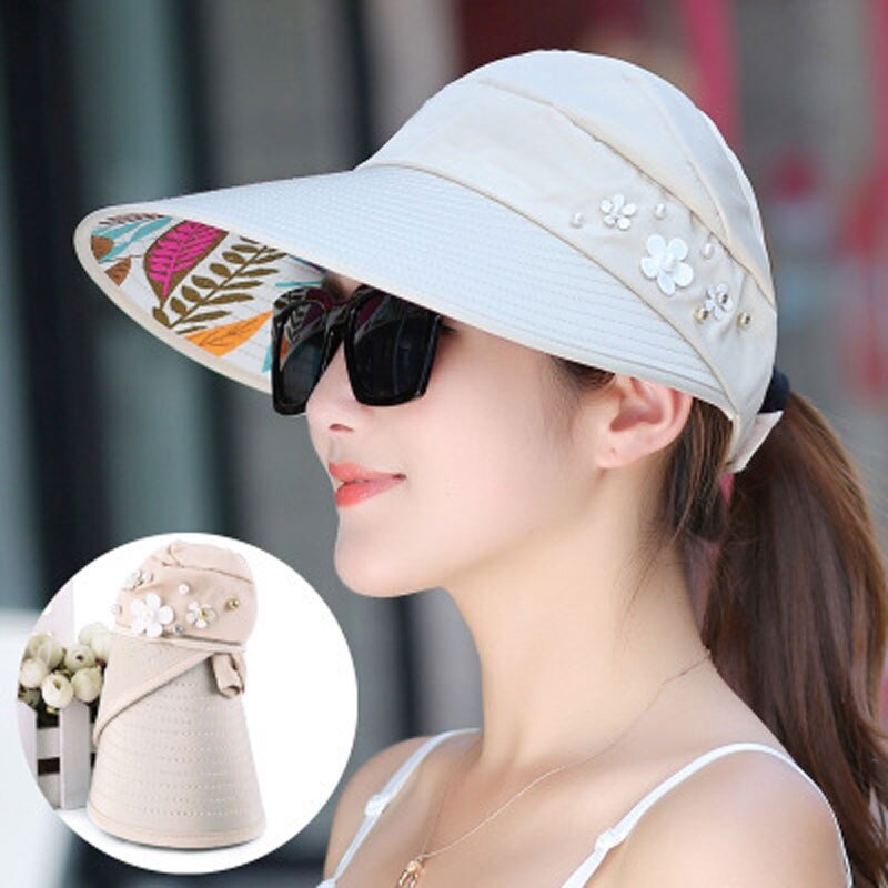 Uv-beschermende petten voor buiten, zonneschermen, hoeden voor kamperen, zwemmen, reizen, strand, petten: Beige