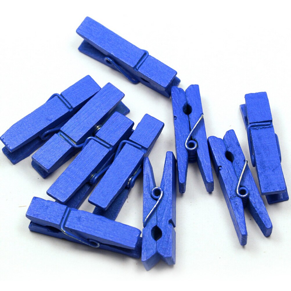 20Pcs Kleine Mine Size 35Mm Mini Natuurlijke Houten Clips Voor Foto Clips Wasknijper Craft Decoratie Clips Pinnen: Blue