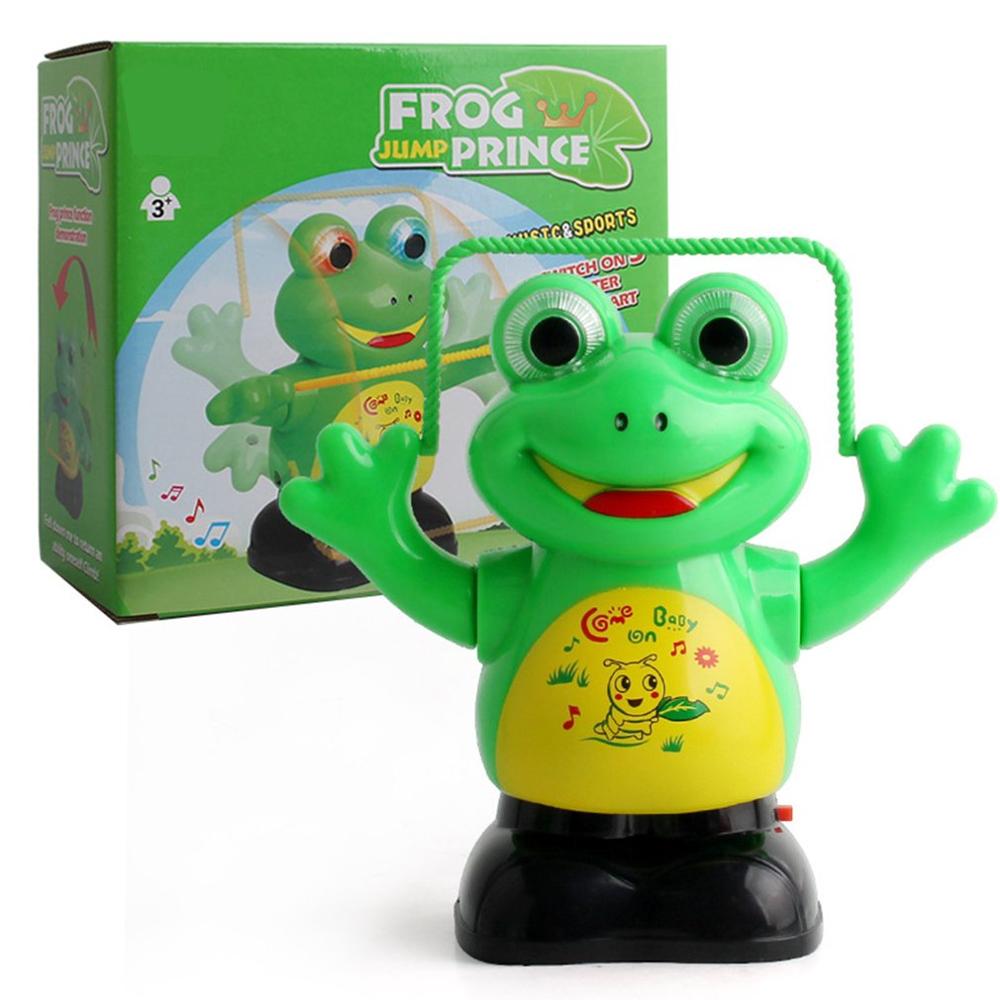 Electric Jump Rope Frog Flip Flash Music Puzzle Cartoon Plastic Frog Toy