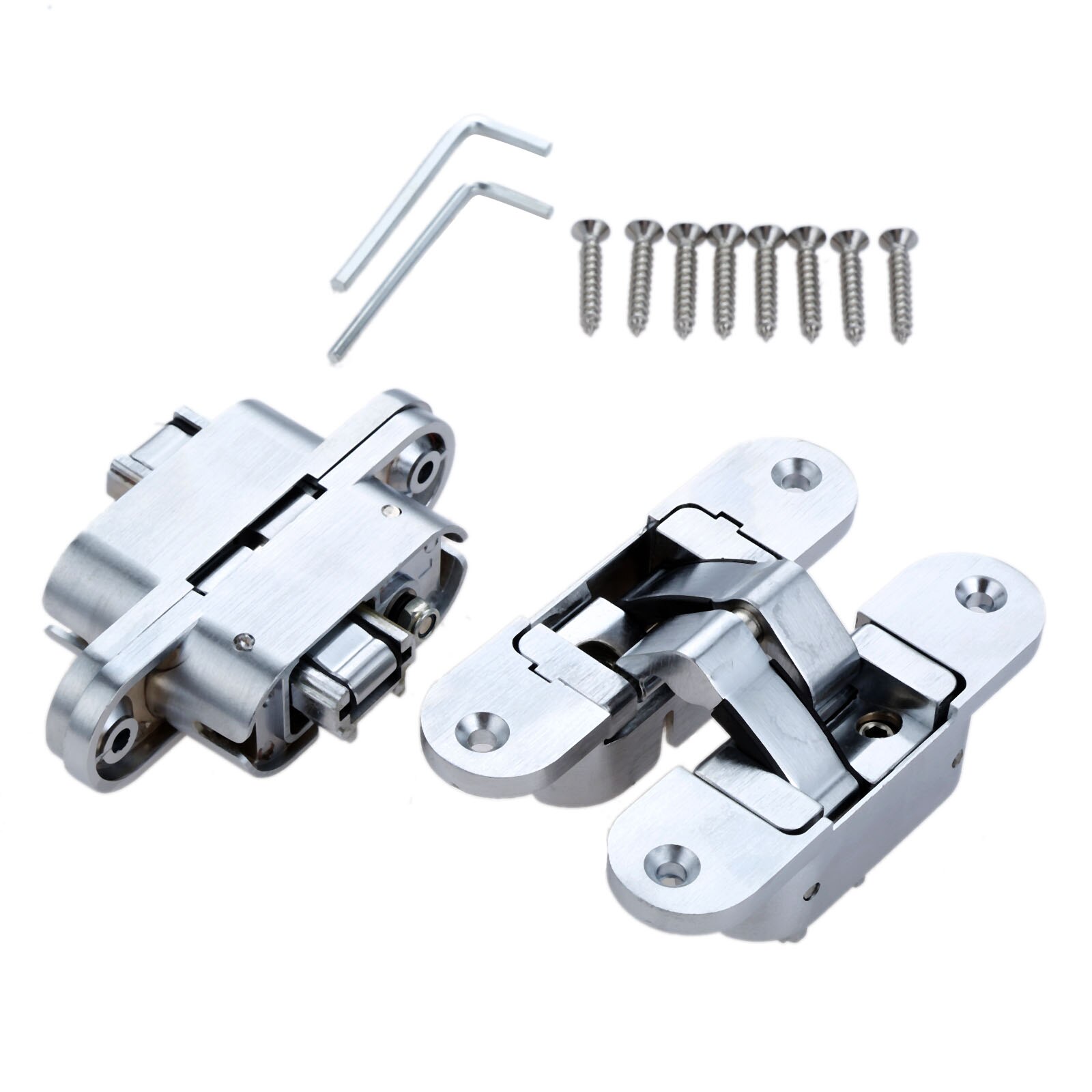 DRELD 2Pcs Zinc Alloy Hidden Hinges Multi Size Invisible Concealed Folding Counter Door Hinge With Screw Furniture Hardware: 30 x 110mm Left