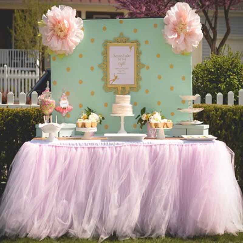 Tulle Tutu Table Skirt Tulle Tableware for Wedding Decoration Baby Shower Party Wedding Table Skirting Home Textile 91.5x80cm: 7