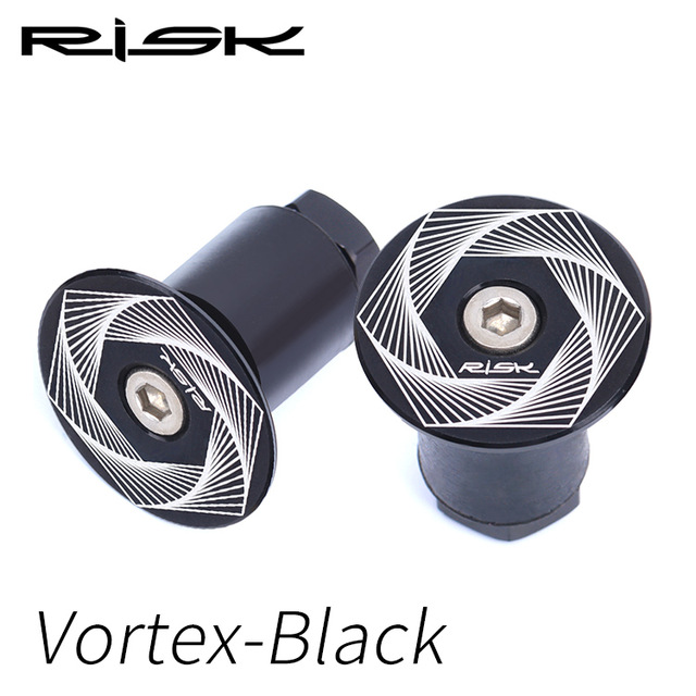 RISK Road Bike Handlebar Ends Bicycle Grip Ends Caps Racing Road Bicycle Cycling Handle Bar Plug Ends Aluminum Bar Ends Plugs: Vortex Black