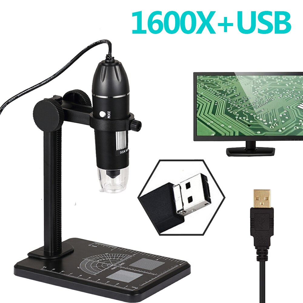 1000X Zoom WIFI HD Desktop Electronic Digital USB Microscope 8LED Plastic Support Stand For Apple Android Phone PC: USB Desktop