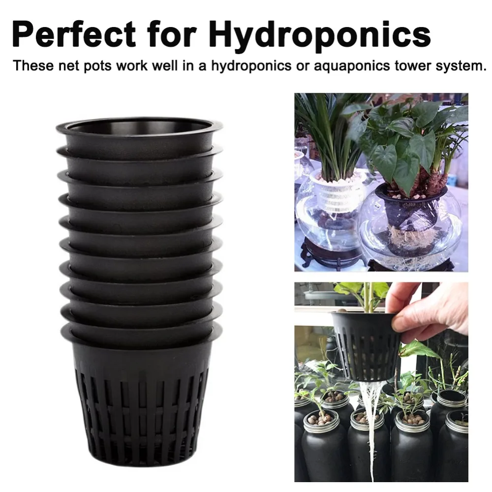 10 stks Hydrocultuur Mand Tuin Groente Grondloze Groeien Netto Pot Aeroponics Plastic Planten Mesh Potten