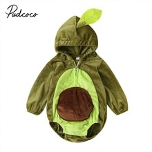 Baby Spring Autumn Clothing Christmas Newborn Infant Kids Baby Boy Girls Avocado Hooded Bodysuit Leaves Velvet Jumpsuit