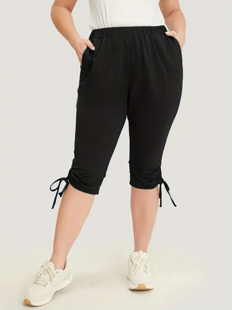 Pantalon capri de fitness pour femme, leggings de proximité, léger, commandé, poches, minimaliste, confortable, à la , grande taille, 1XL-5XL: 5XL