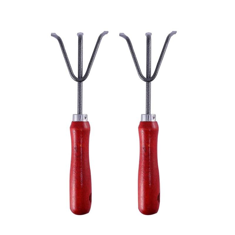 2 Pcs Tuingereedschap Drie-Tand Duurzaam Praktische Hark Hand Cultivator Tuin Cultivator Voor Draaien Bodem Wieden