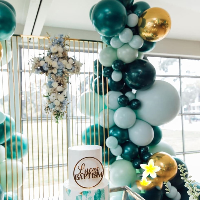 30 Uds 15 juegos perla de doble capa Globo Verde frijol verde lima verde turquesa globo de látex decoración de la de cumpleaños de la boda