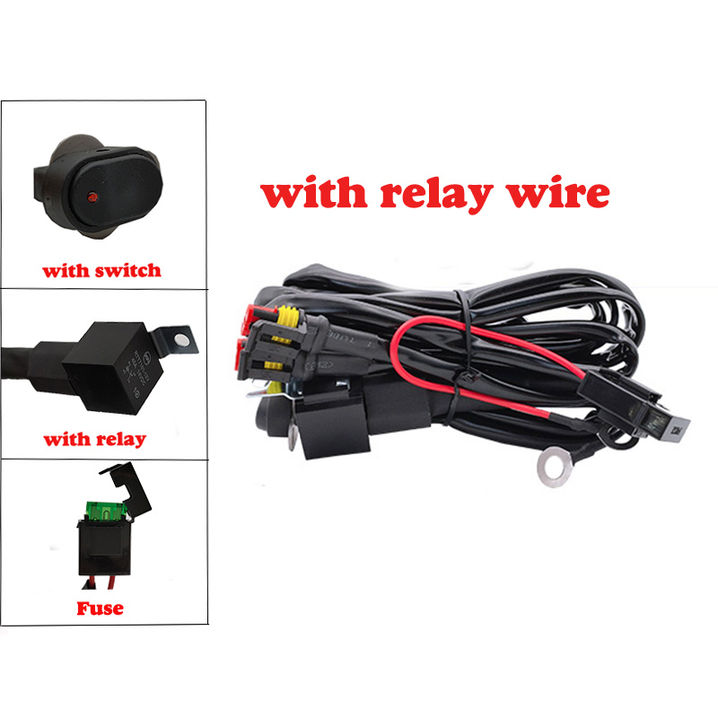 1 set Wiring Harness for Led motorcycle headlights Light Wire Cable Switch Relay Kit Motorcycle ATV Driving Light Flash Control: black