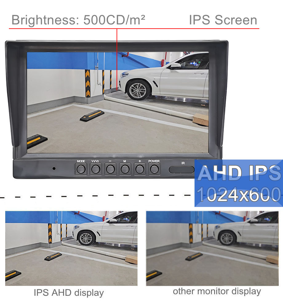 DIYKIT 9inch AHD CVBS IPS LCD HD Monitor Rear View Car Monitor Support 1080P AHD CVBS Car Camera Video Input