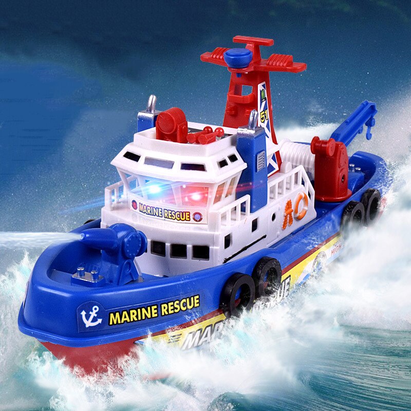 Rc Boten Afstandsbediening Speelgoed Hoge Snelheid Muziek Licht Elektrische Marine Rescue Brandbestrijding Boot Non-Afstandsbediening Speelgoed kids Xmas