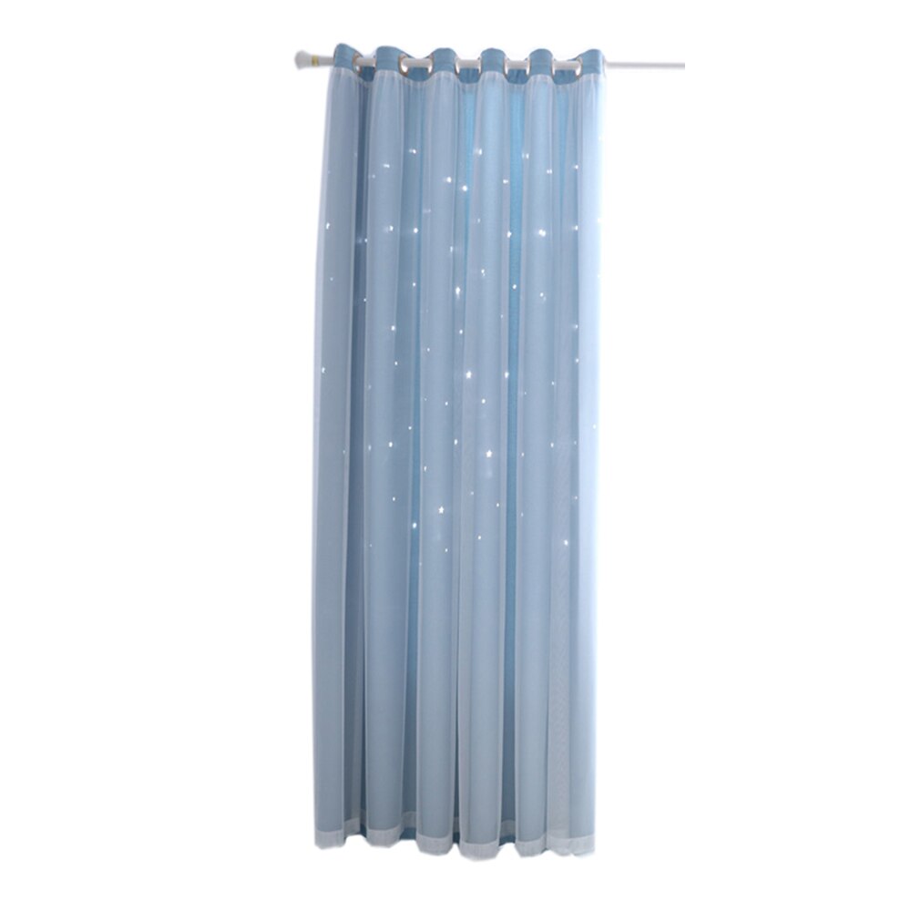 1Panel Window Curtain Hollowed Out Stars Shading Curtain Drape Purdah for Home Living Room Bedroom Curtains for Living Room: Blue / 1m x 2.5m
