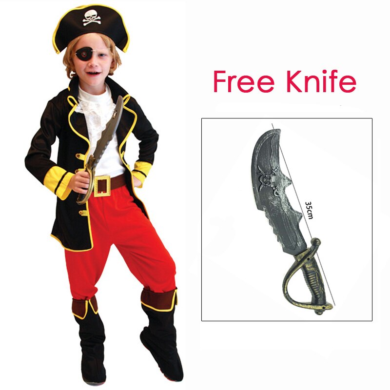 Fantasia infantil de bucaneer, fantasia de capitão jack pirata para meninos, roupa de festa de carnaval, halloween