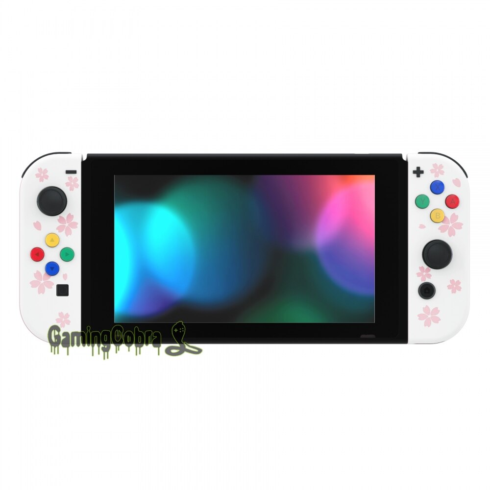 Roze Sakura Bloemblaadjes Soft Touch Grip Terug Plaat + Controller Shell W/Volledige Set Knoppen Voor Ns Schakelaar Handheld console & Joy-Con