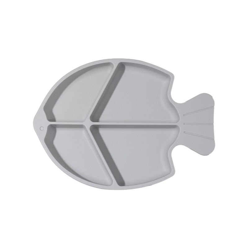 Baby Silicone Fish Tortoise Rabbite Shape Divided Suction Silicone Plate Bowl Suction Tray Antislip Kids Food Feeding Bowl: 52-Gray