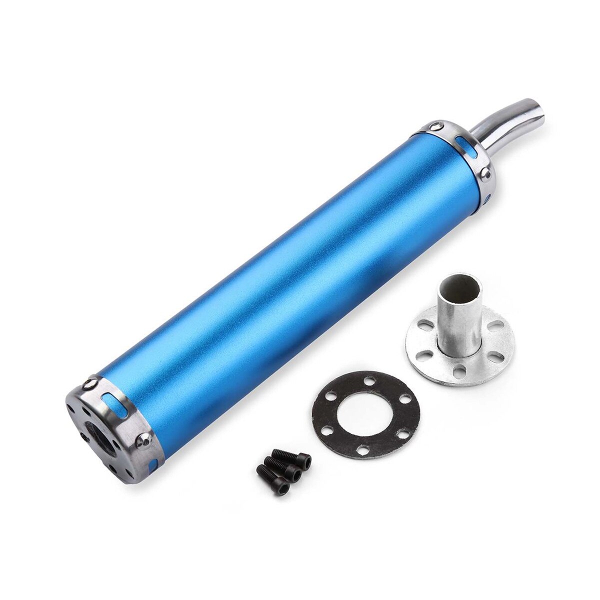 Universal Motorcycle Exhaust Pipe Muffler Cafe Racer Exhaust Muffler Pipe with Sliding Bracket Matte Black Silver Exhaust System: Blue