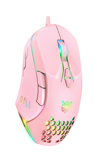 ONIKUMA CW902 wired gaming mouse USB interface RGB light effect four-speed DPI adjustable mouse: pink