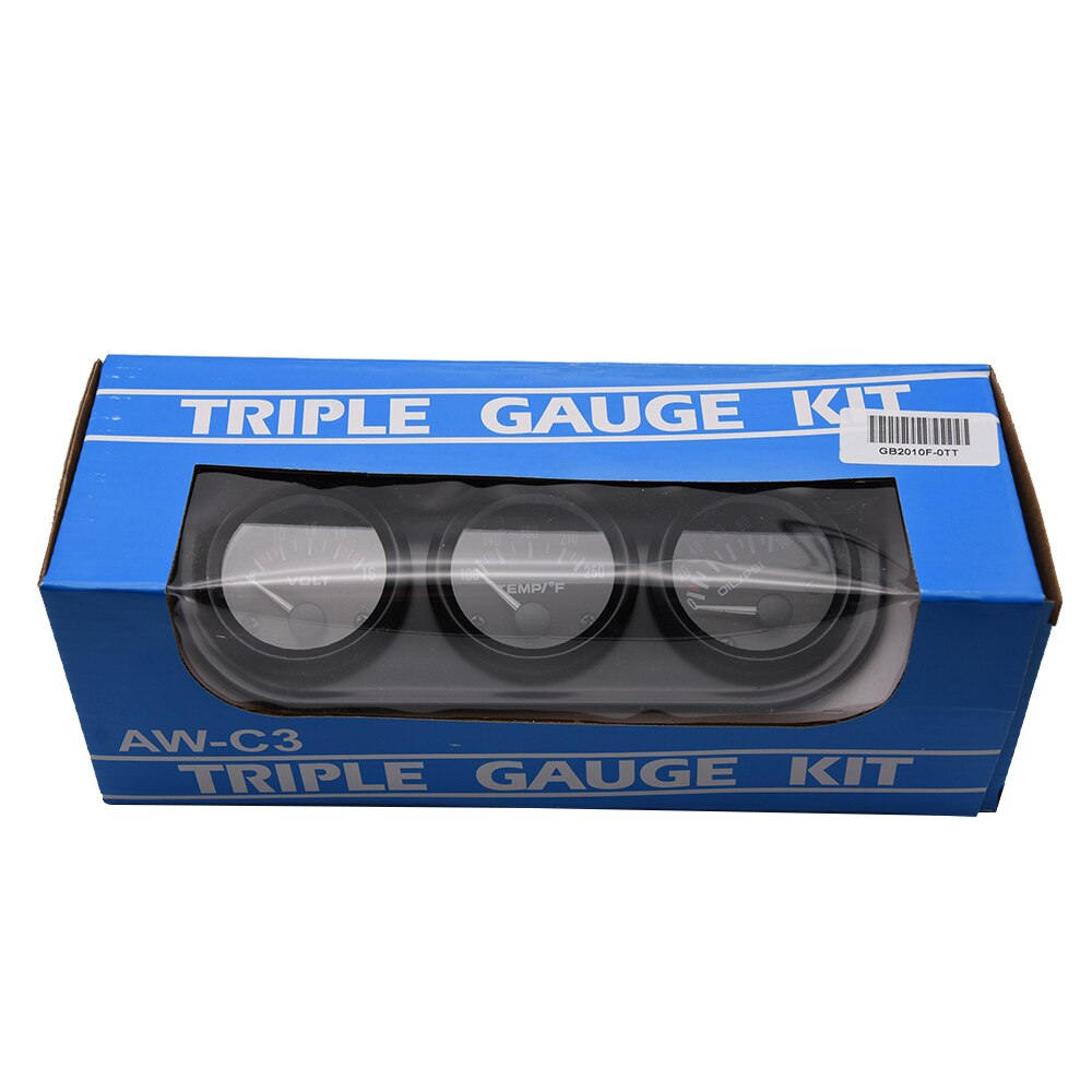 52mm 3 In 1 Auto Car Guage Kit 52MM Black Holder Car Meters Triple Dashboard Meter Voltage+Water Temperature+Oil Press Gauges