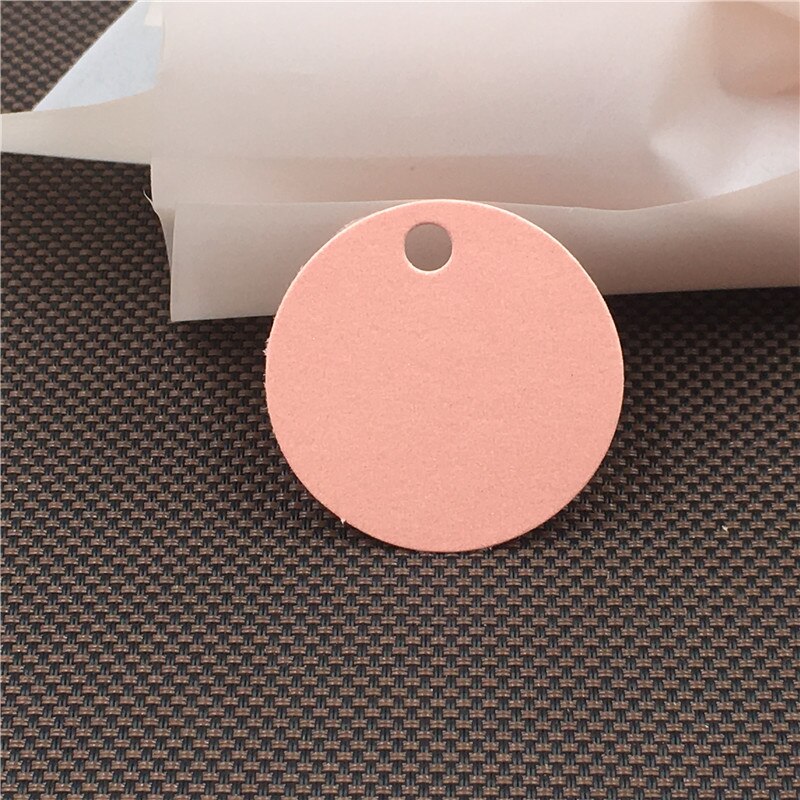 200 stks/partij Mooie Verpakking Labels Ronde Diameter 3 cm Roze Hang Tags Kraftpapier Label Leuke Lege Tag Label Papier tags Gunsten