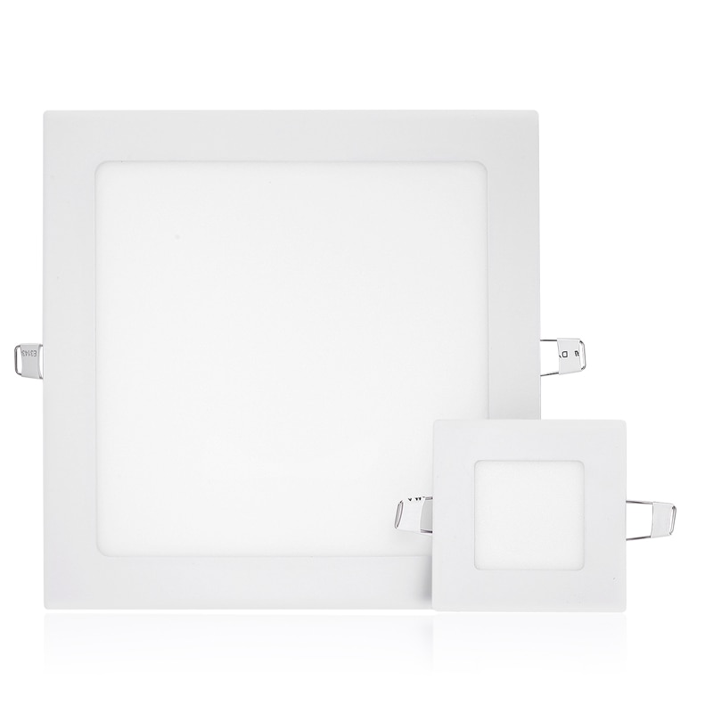 Panel de luz LED cuadrado ultradelgada, 3W, 6W, 9W, 12W, 15W, 18W, con controlador incluido AC85-265V, luz descendente empotrada LED para iluminación de interiores