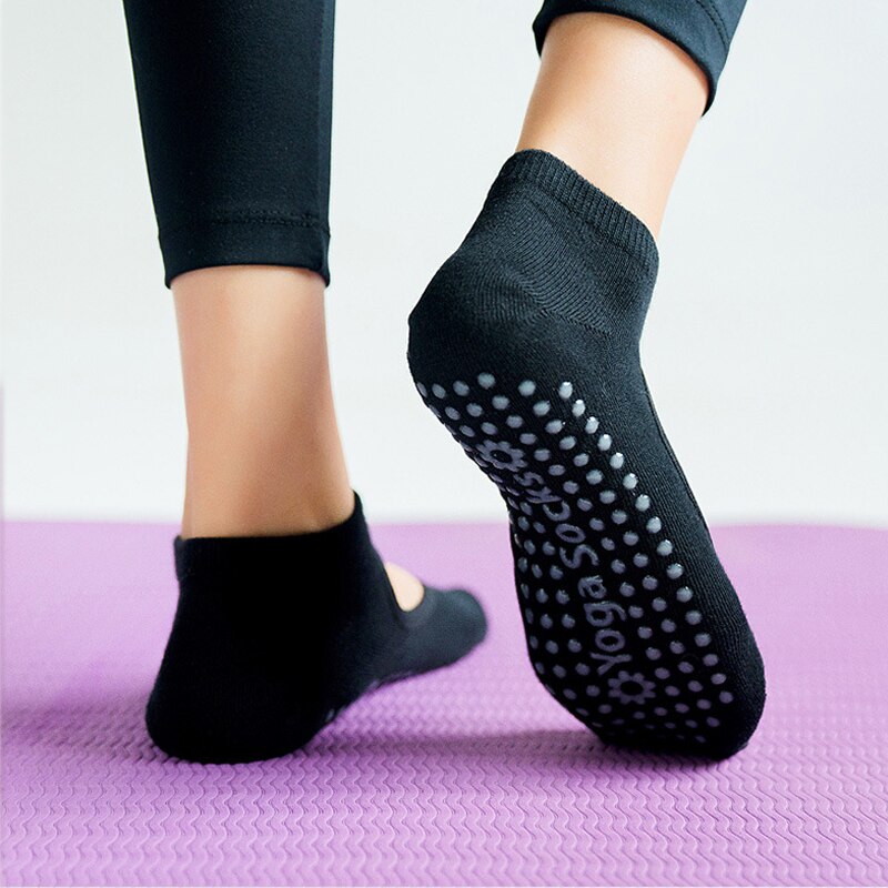 Rückenfreie yoga-socken für damen, schnelltrocknend, rutschfest dank silikonsohle, atmungsaktiv, aus baumwolle, ideal für pilates, ballett und gymnastik.