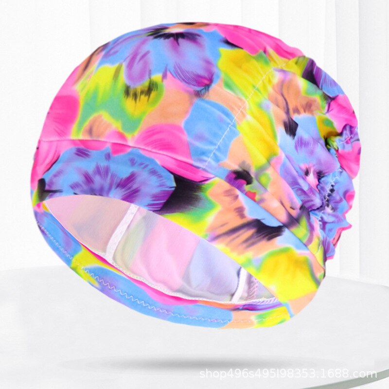 1Pc Hoge Elastische Badmuts Mannen Vrouwen Gratis Grootte Solid Bloemen Gedrukt Lange Haar Sport Zwemmen Zwembad Hoed Nylon tulband: 11