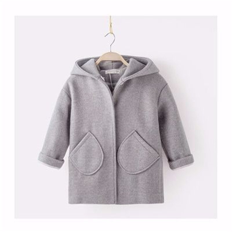 Winter Lange Jas Voor Meisjes Dikke Wollen Jas Meisjes Kapmantel Kids Bovenkleding Jassen Meisjes Jas Kinderen Jas Jas: grey / 5