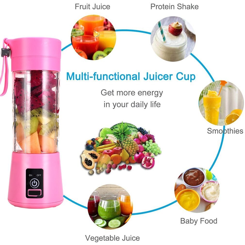 Portable Mixer USB Electric Fruit Juicer Handheld Smoothie Maker Blender Stirring Rechargeable Mini Food Processor Juice Cup