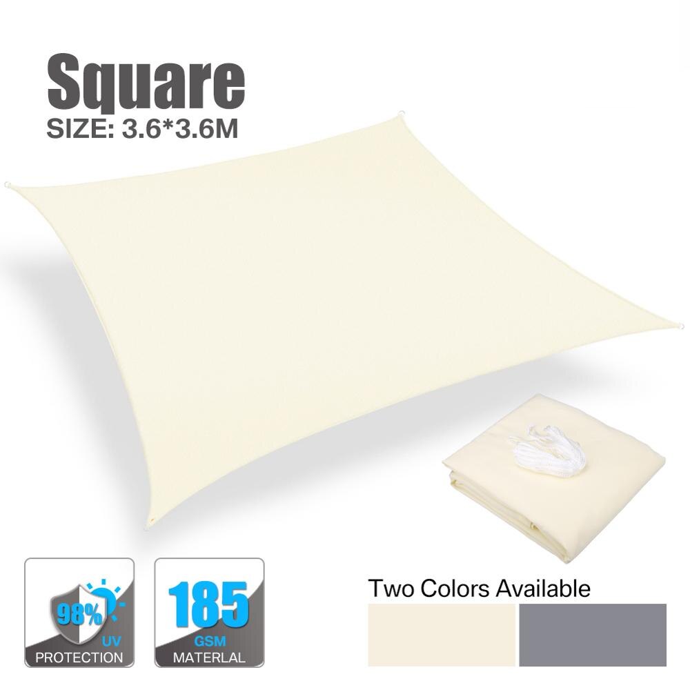 98% UVBlock 280GSM Sonnensegel Markise Rechteck/Platz Für Garten Terrasse Baldachin Schwimmen Sonne Schatten Camping Wandern Hof Segel: Beige 3.6x3.6M