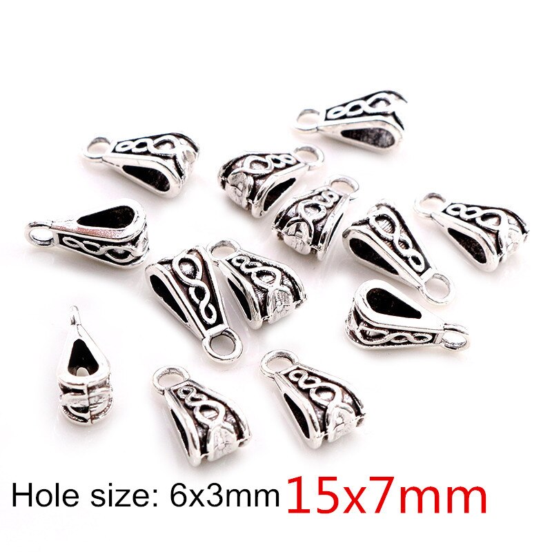 20pcs/lot DIY Handmade Beads Bails Pendants Jewelry Making DIY Necklace Antique Silver Color Bails Pendant Charm Beads Bails: P6-20