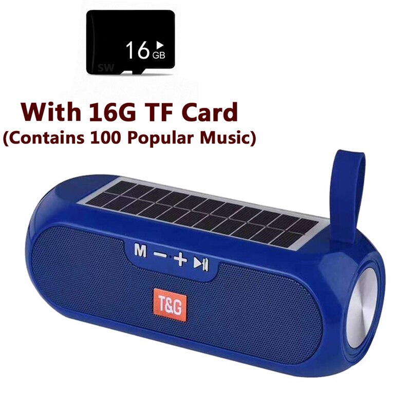 Banco de energía Solar Bluetooth altavoces estéreo centro de música Boombox impermeable Supergraves portátil inalámbrico columna USB AUX FM Radio: Blue with TF card