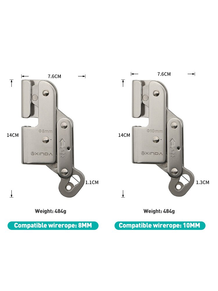 Xinda 8mm 10mm Steel Cable Fall Arrester Work At Height Rope Grab For Steel Cable Wind Power Protection Equipment