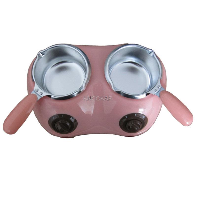 Dual Electric Chocolate Fountain 250 * 2ML Capacity Fondue Chocolate Melt Pot Melting Machine yellow /pink 1PC