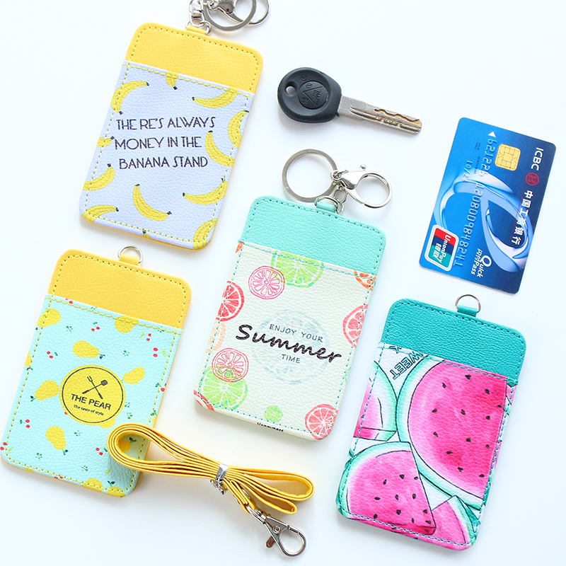 Fresh Style Fruits Patterns PU Leather Card Bus Card Name Business Cards Holder Office & School Supplies