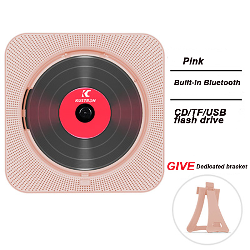 Portable CD Player Bluetooth Speaker Stereo CD Players LED Screen Wall Mountable CD Music Player With IR Remote Control FM Radio: Pink
