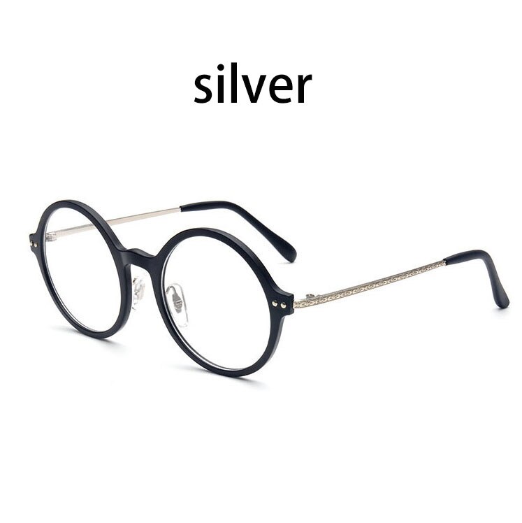 Retro Round TR90 Glasses Frame Spectacle Women Men Goggles ProtectionEyeglasses Eyewear Gaming Optical glasses: Silver
