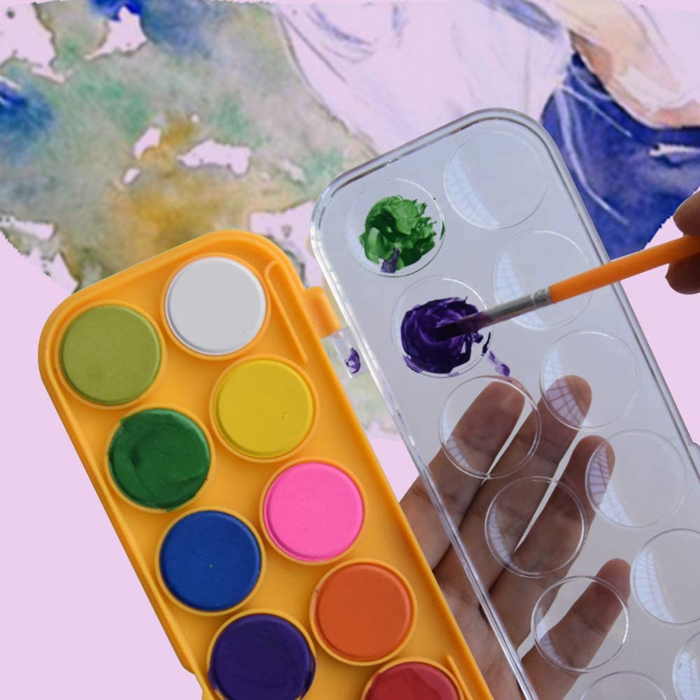 12 Colors Watercolor Paint Set Artist Paint Palette Set With Paint Brush Kids And Beginners Diy Painting Supplies Art Supplies