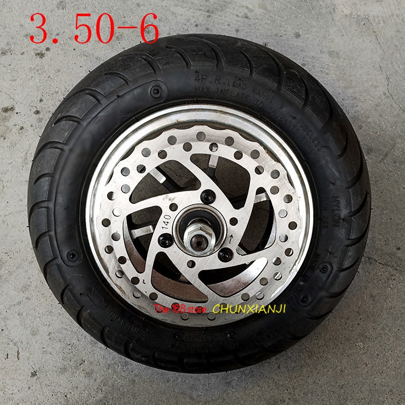 Good quality10 inch electric scooter wheels 6inch wheel hub + 3.50-6 vacuum Road tyre + Brake disc fits Folding electric scooter
