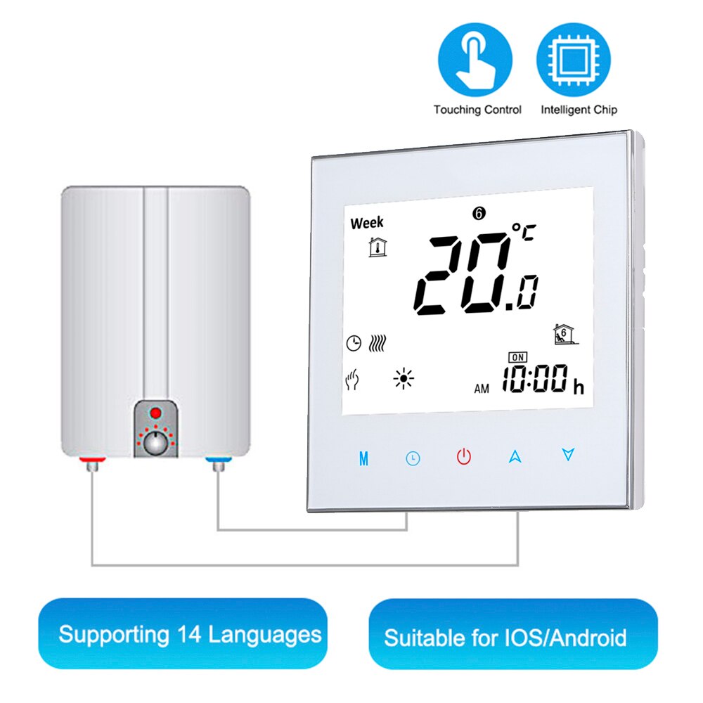 WiFi smart home thermostat WiFi connection and voice control digital water/gas boiler heating thermostat energy savingthermostat: GC white no wifi