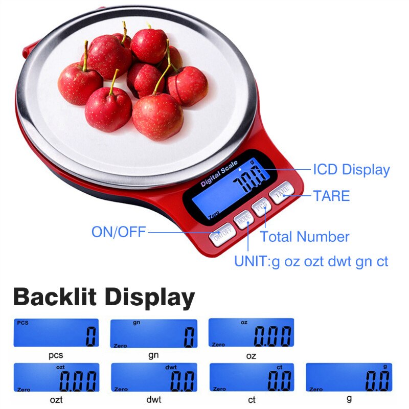 Stainless Steel Platform Kitchen Scale LCD Digital Food Scale With tare function Ultra-thin Mini Weighing Scale 5Kg/1g 3Kg/0.1g