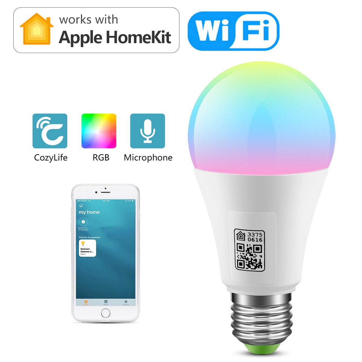 WIFI Bulb Work With Homekit / Dohome App Alexa Google Home LED Lamp 110v 220V Smart Home Lighting For Apple Homekit