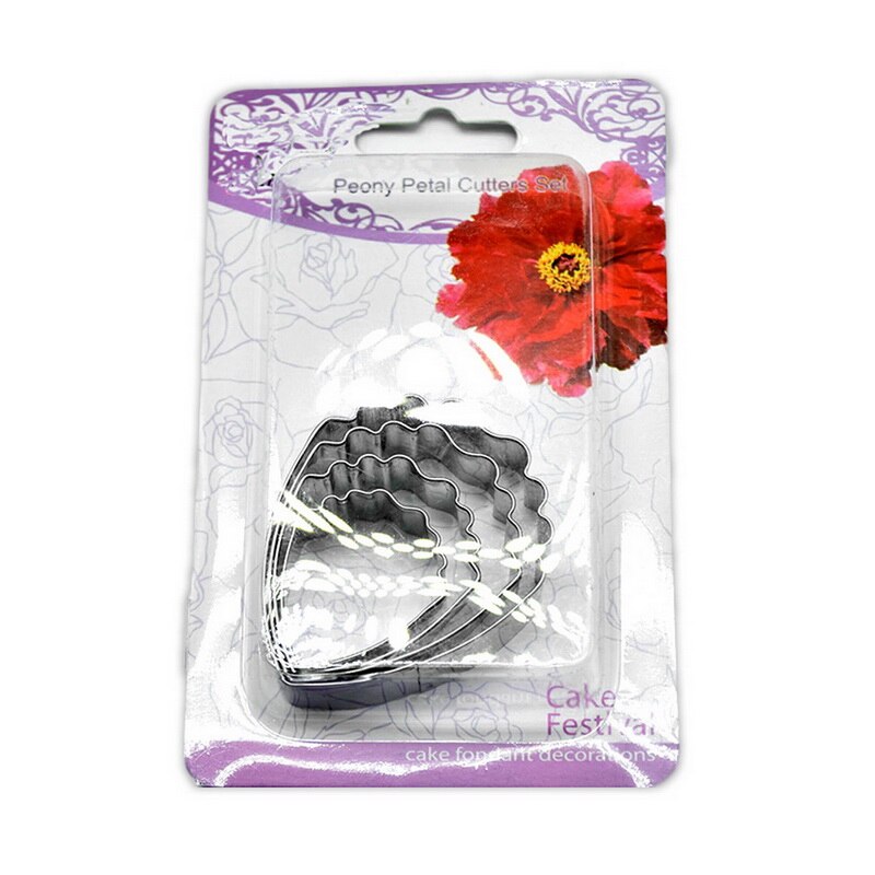 4 Uds pétalo de flor de peonía cortador de acero inoxidable molde cortador Fondant Sugarcraft Gumpaste arcilla flor moldes herramientas de decoración de pasteles