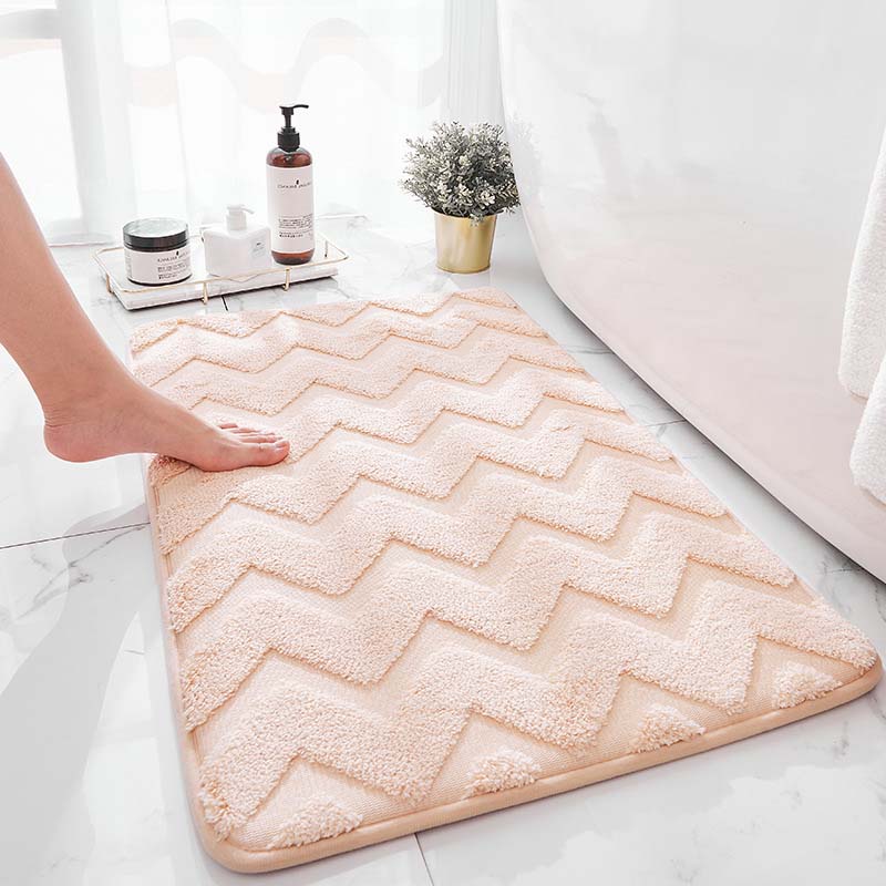 Thick Plush Bath Mats Water Absorbent Soft Shower Bathroom Rug Non-slip Shower Floor Mat Streak Entrance Door Mat Grey