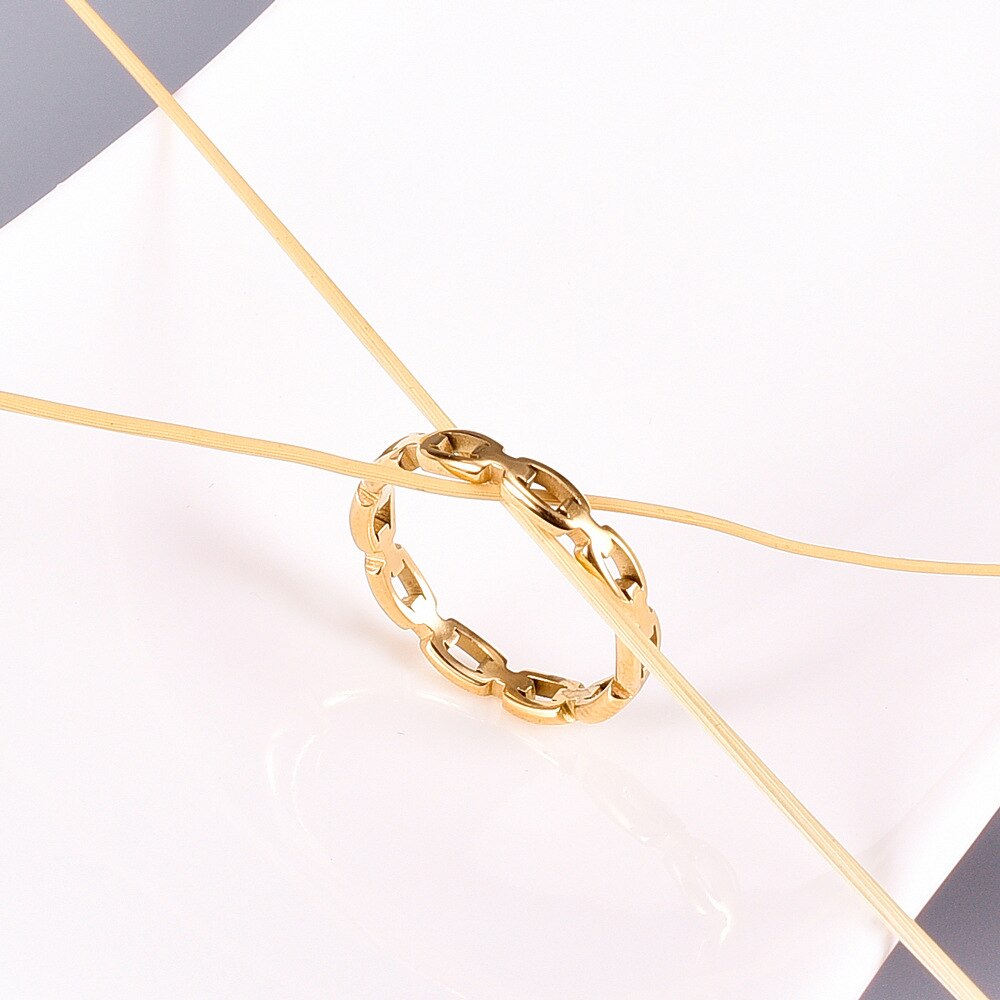 Yun Ruo Vintage Geometry Hollow Out Gold Ring Geel... – Grandado