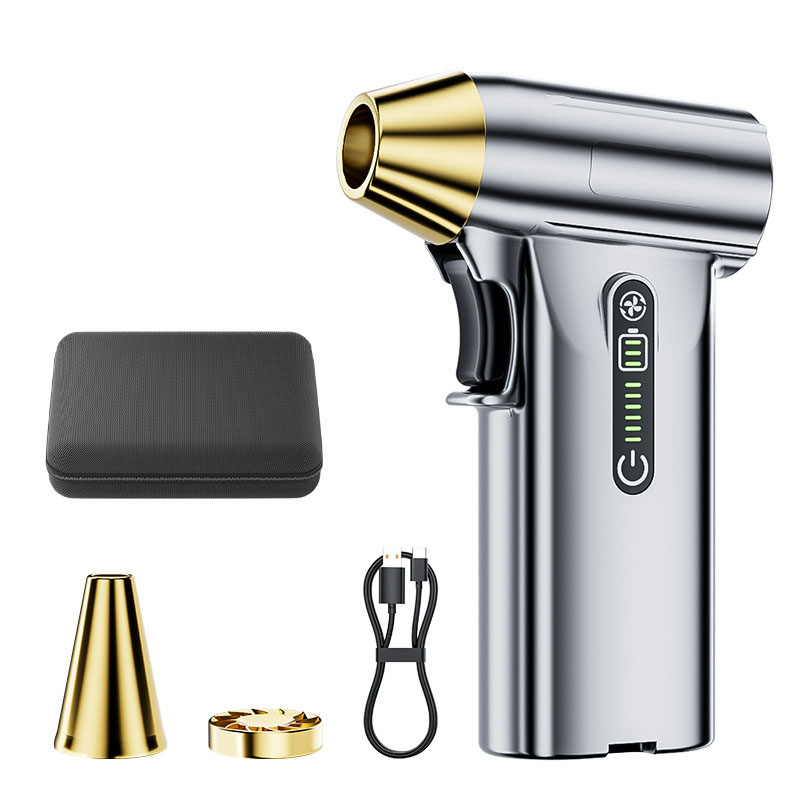 130000RPM hurricane handheld dust blower can be used for snow blowing, barbecue assistance, car cleaning, etc: Silver