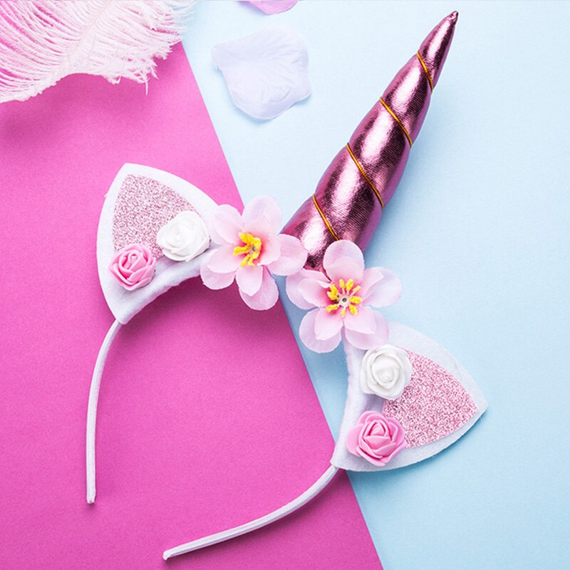 Niñas lindas flores orejas de gato diademas de unicornio accesorios para la cabeza para fotos para fiestas bandas para el pelo de Aro para Niños Accesorios para el cabello: 4