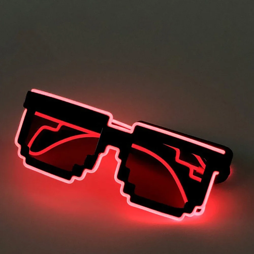 Óculos com iluminação LED sem fio, óculos de néon que brilham no escuro para festa rave, EDM: Vermelho
